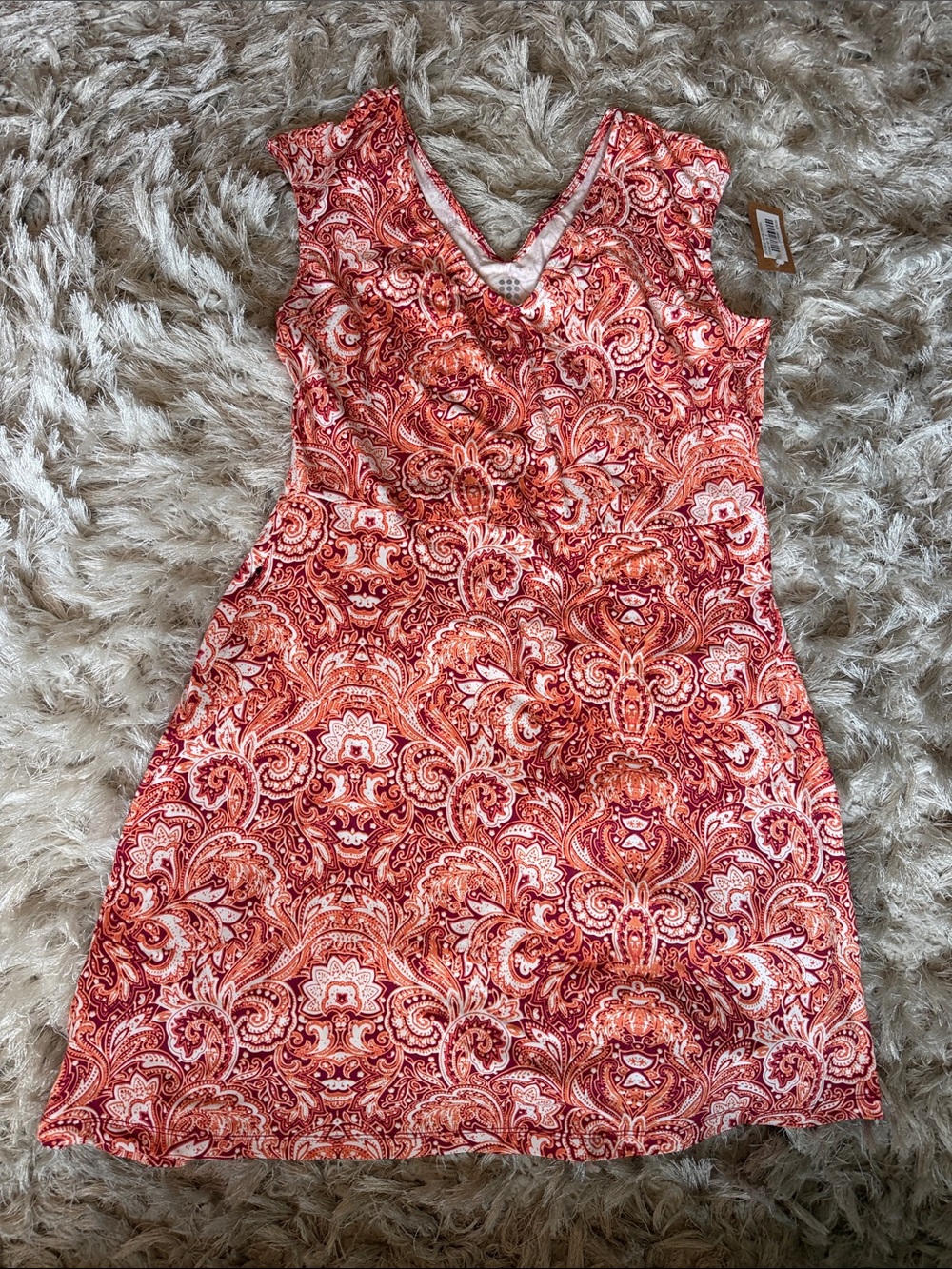 Title Nine Red Paisley V-Neck Mini Dress